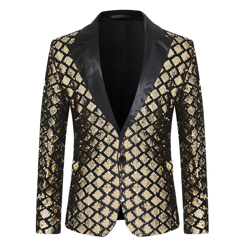 ✨ Veste Homme Scintillante – Costume de Scène ou Banquet à Sequins Diamant