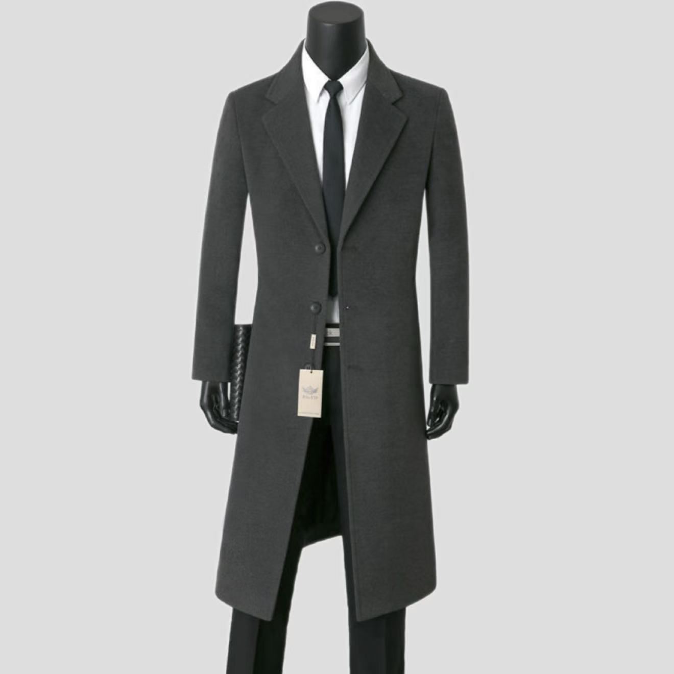 Manteau mi-long décontracté et élégant pour homme en laine