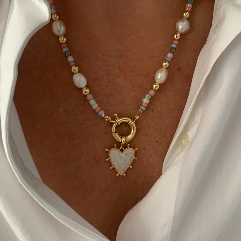 💖 Collier pendentif cœur à perles Bijou élégant  ✨