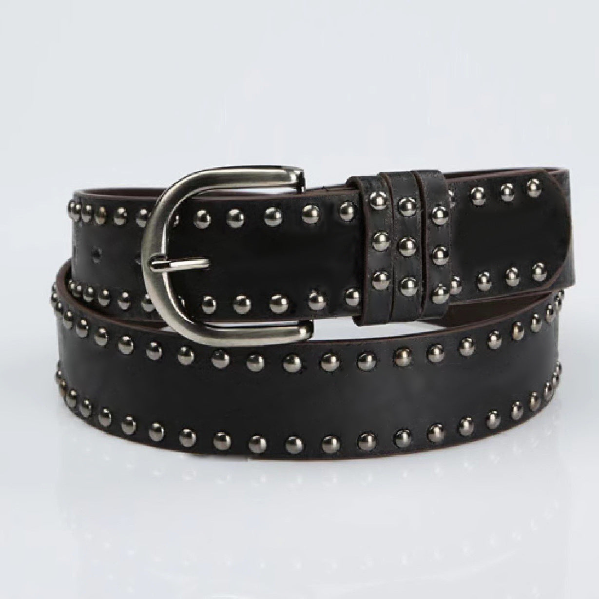 Ceinture Femme – Cuir Souple avec Boucle Ardillon et Rivets Décoratifs