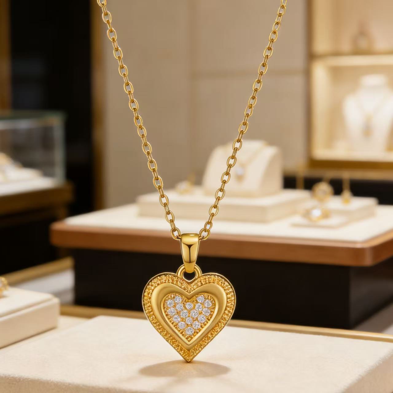Collier Cœur en Zircon – Chaîne