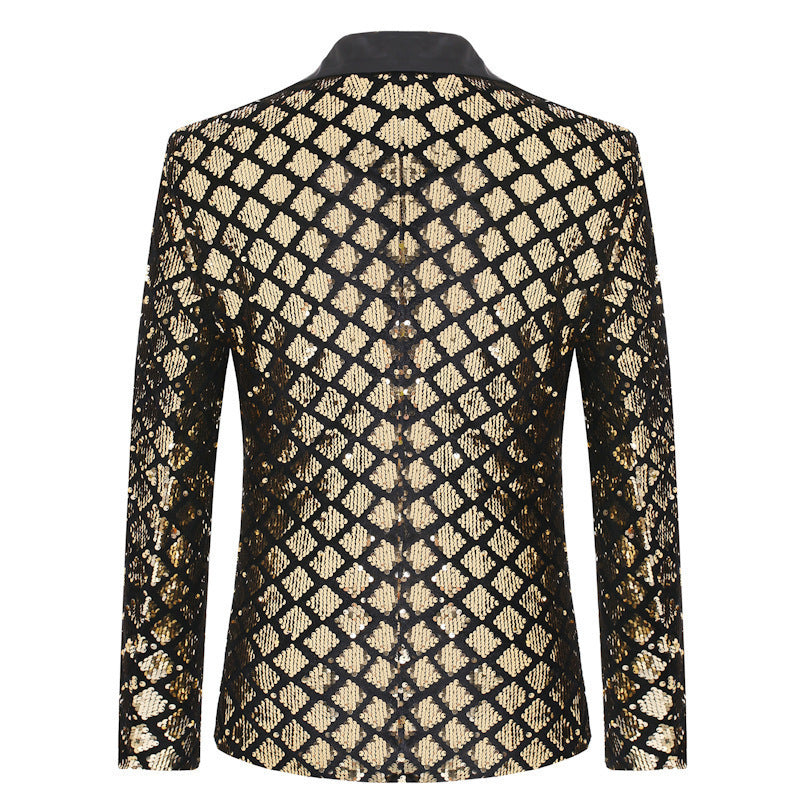 ✨ Veste Homme Scintillante – Costume de Scène ou Banquet à Sequins Diamant