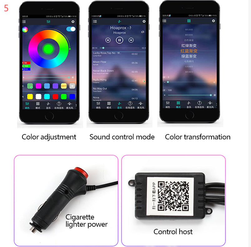 🚗 Lumière ambiante pour voiture 🎵