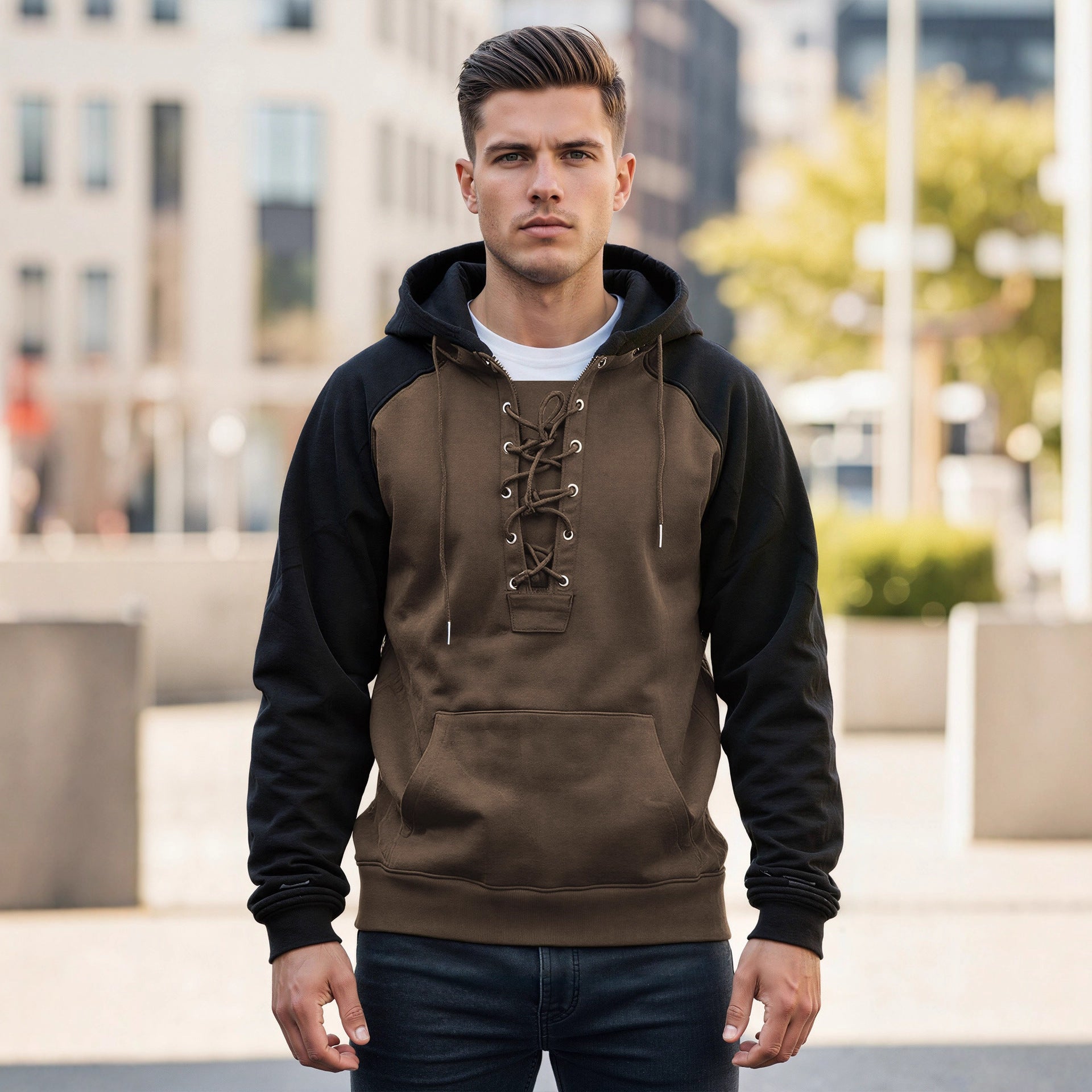 Sweat à Capuche Homme – Style Décontracté avec Cordon de Serrage