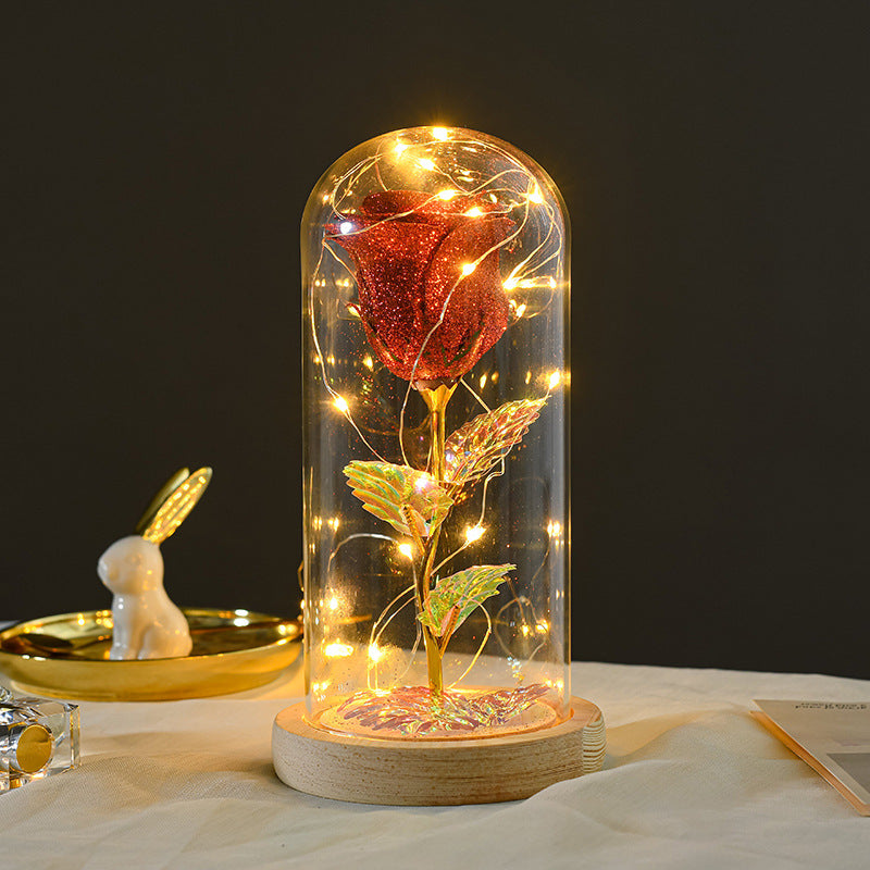 🌹 Rose éternelle LED sous cloche – Cadeau romantique 💖
