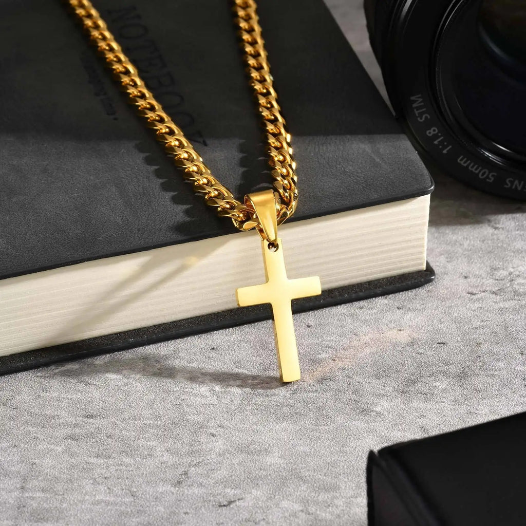 ✝️ Collier Croix en Acier Inoxydable – Style Européen & Américain