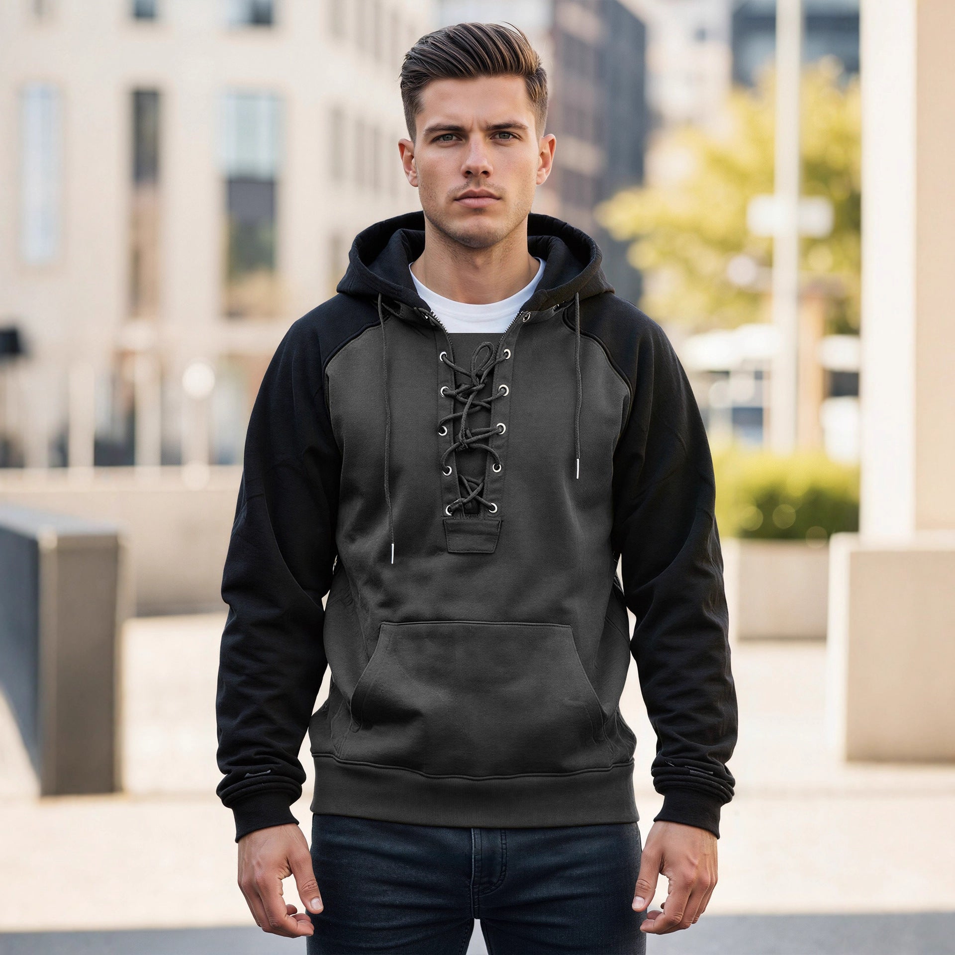 Sweat à Capuche Homme – Style Décontracté avec Cordon de Serrage