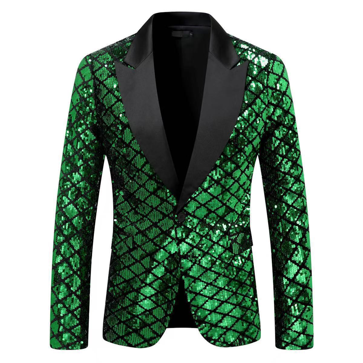 ✨ Veste Homme Scintillante – Costume de Scène ou Banquet à Sequins Diamant