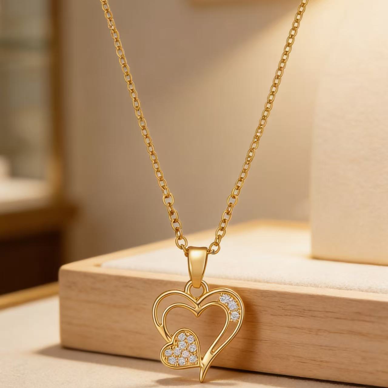 Collier Cœur en Zircon – Chaîne