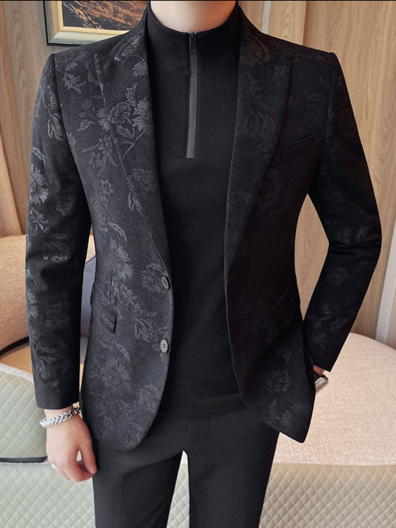 Blazer Homme Slim Fit à Motif Fleuri