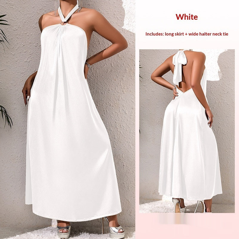 ✨ Robe Maxi Femme à Style Français – Épaules Dénudées & Col Halter ✨