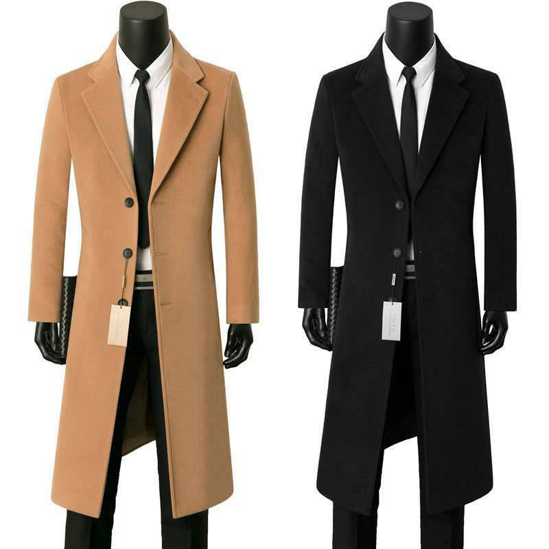 Manteau mi-long décontracté et élégant pour homme en laine