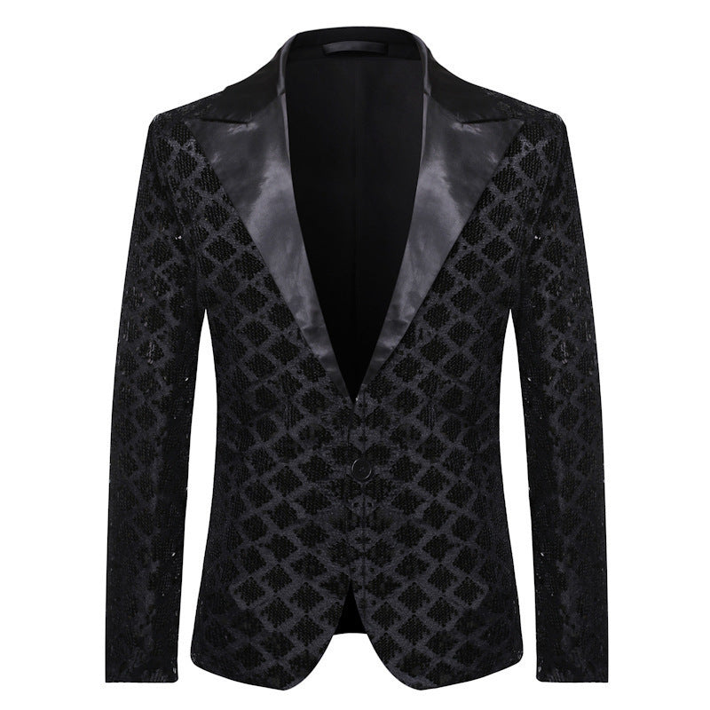 ✨ Veste Homme Scintillante – Costume de Scène ou Banquet à Sequins Diamant