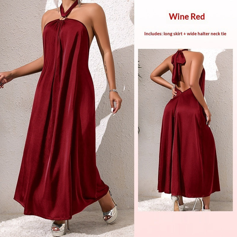 ✨ Robe Maxi Femme à Style Français – Épaules Dénudées & Col Halter ✨