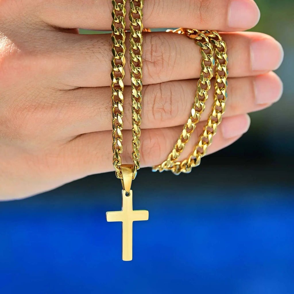 ✝️ Collier Croix en Acier Inoxydable – Style Européen & Américain