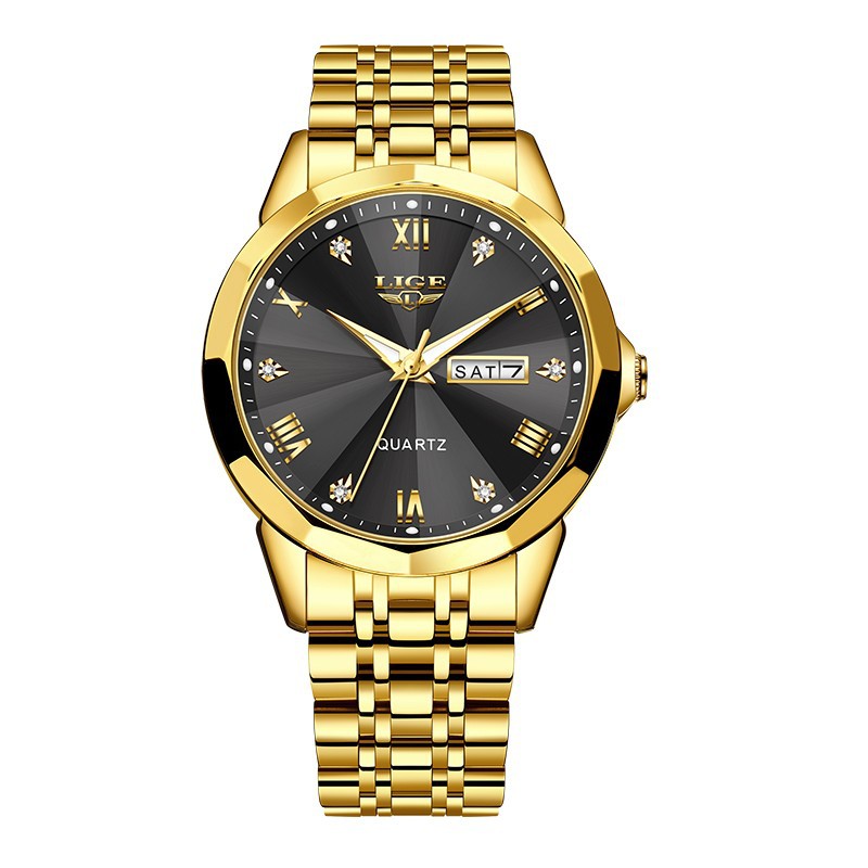 ⌚ Montre Homme Quartz Étanche à Double Calendrier et Aiguilles Lumineuses